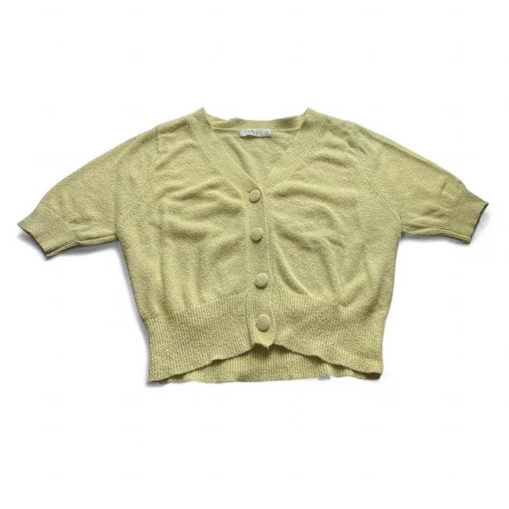 Molly Green Lime Green Textured Cardigan
